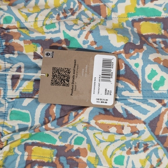 NWT Patagonia Women's Funhoggers Pants Size‎ L Thriving Planet Lago Blu - Picture 3 of 5